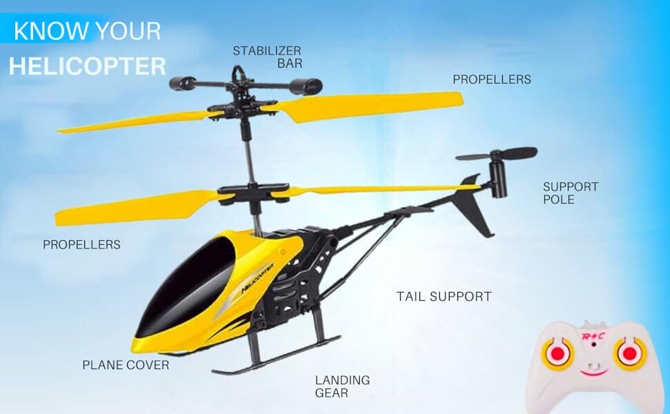 Rechargeable Flying Toy Helicopter with Remote Control & Safety Sensor for Kids. Mega Mall