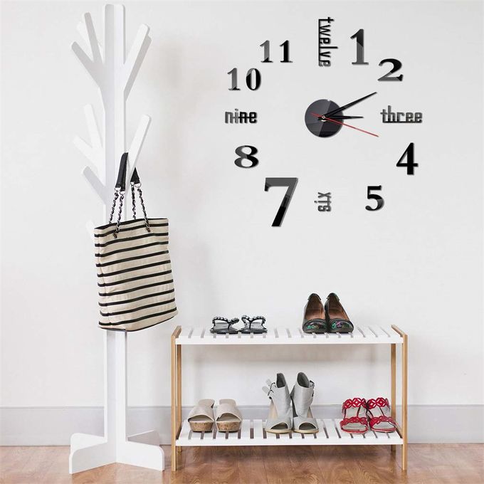 DIY Wall Clocks 3D Mirror Stickers Modern Wall Clock -Black Elite Mall pk