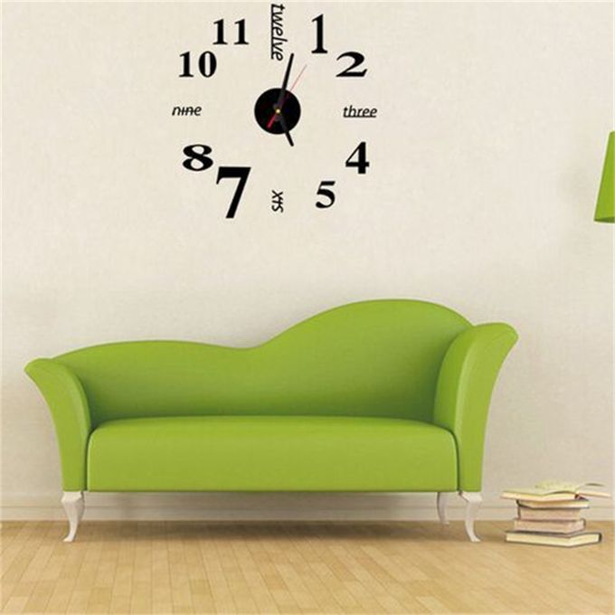 DIY Wall Clocks 3D Mirror Stickers Modern Wall Clock -Black Elite Mall pk