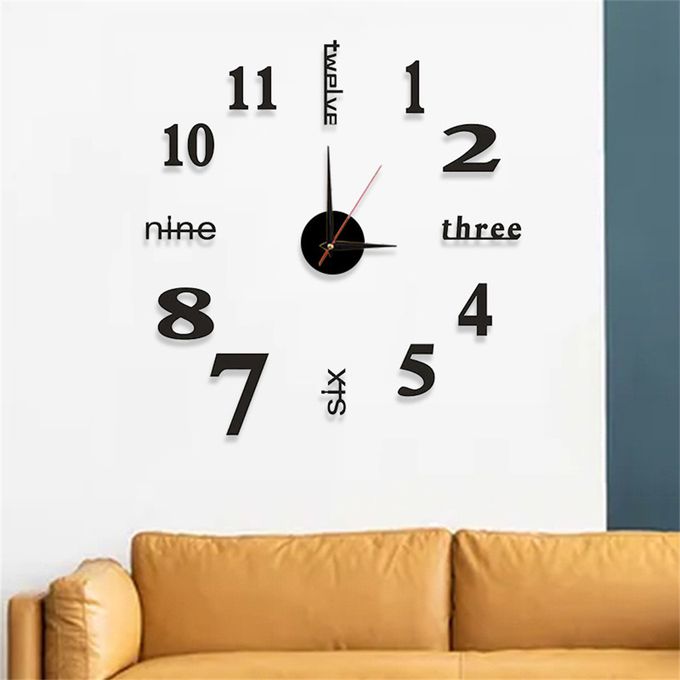 DIY Wall Clocks 3D Mirror Stickers Modern Wall Clock -Black Elite Mall pk
