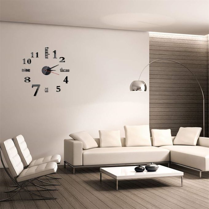 DIY Wall Clocks 3D Mirror Stickers Modern Wall Clock -Black Elite Mall pk