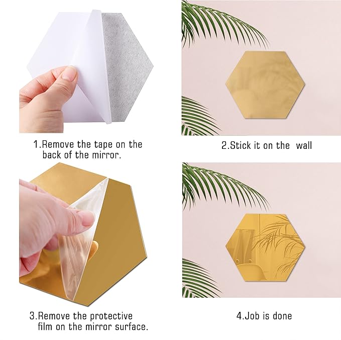 Acrylic Mirror Wall Stickers Hexagon with 20 Butterflies 3D Acrylic Elite Mall pk