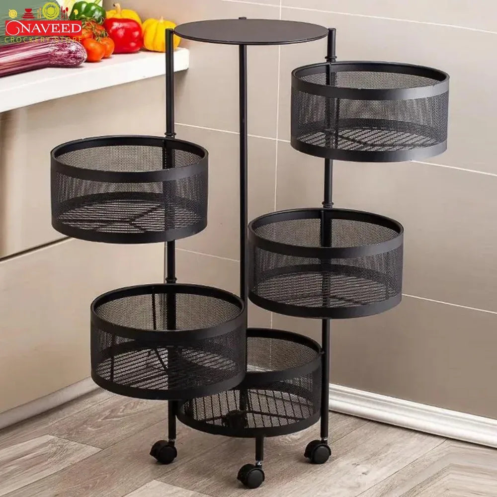 5-Layers Kitchen Storage Rack with Wheels Elite Mall pk