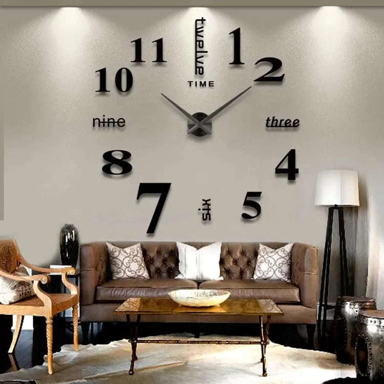 DIY Wall Clocks 3D Mirror Stickers Modern Wall Clock -Black Elite Mall pk