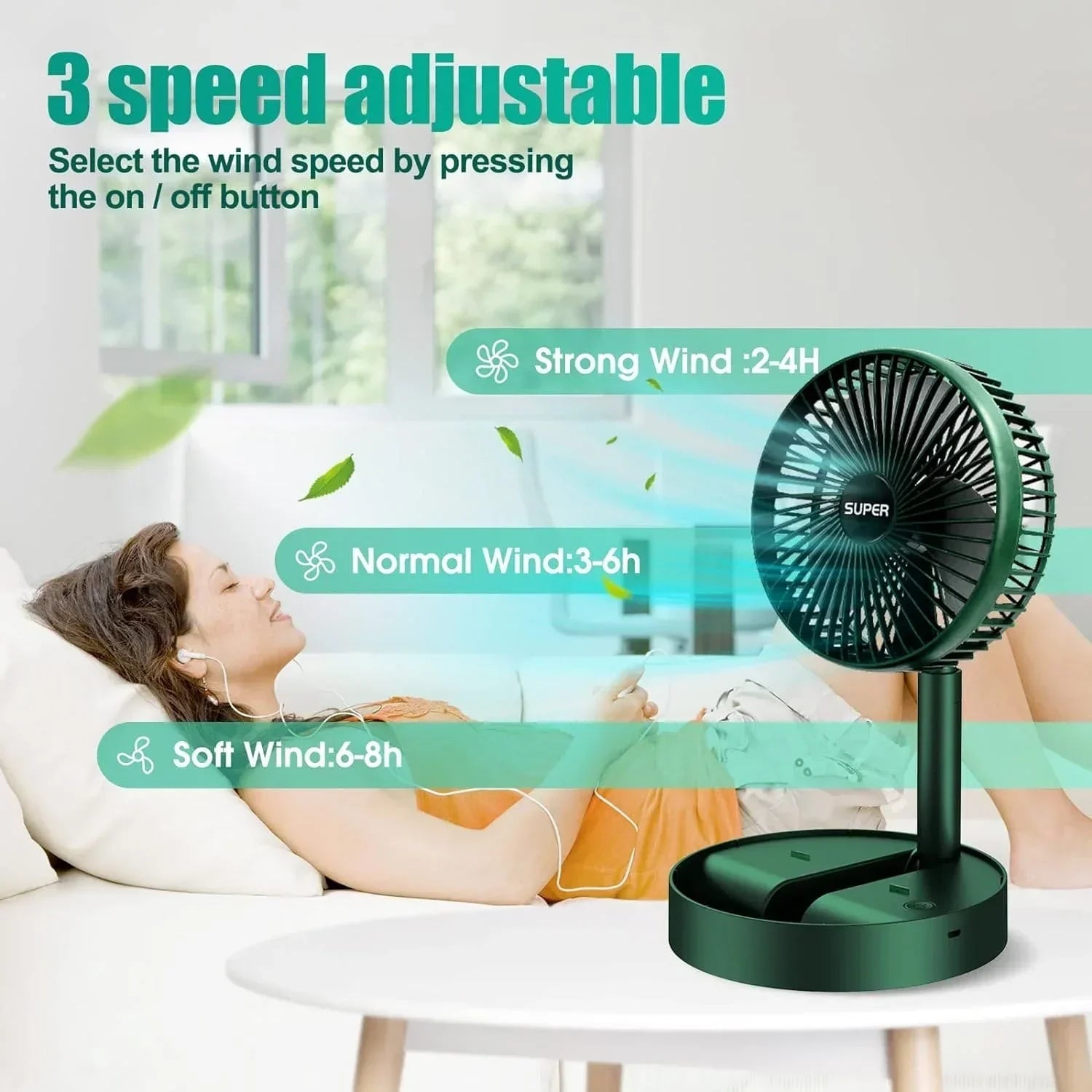 USB Rechargeable Fan Portable Electric Mini Fan Foldable Telescopic Fan Elite Mall pk