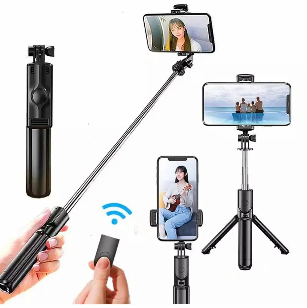 4-in-1 Bluetooth Selfie Stick Tripod | Extendable Stand with Wireless Remote, LED Light & Camera Holder Elite Mall pk
