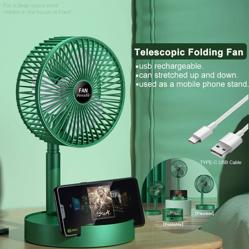 USB Rechargeable Fan Portable Electric Mini Fan Foldable Telescopic Fan Elite Mall pk