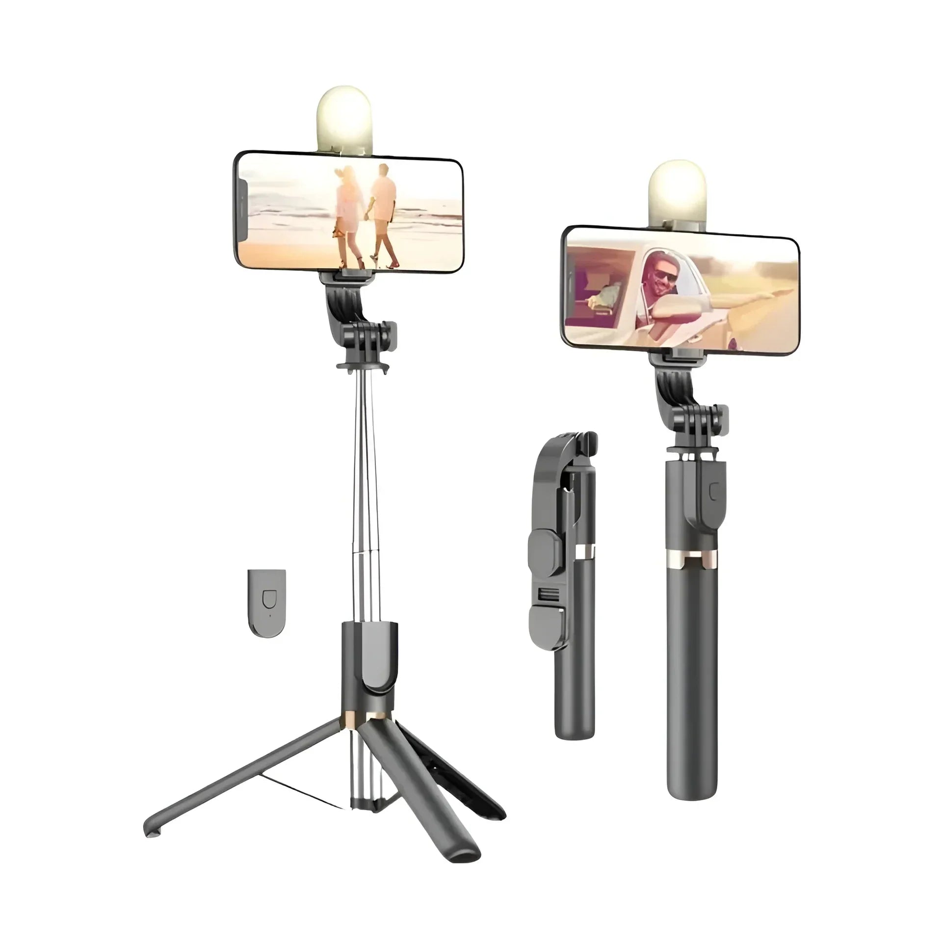 4-in-1 Bluetooth Selfie Stick Tripod | Extendable Stand with Wireless Remote, LED Light & Camera Holder Elite Mall pk